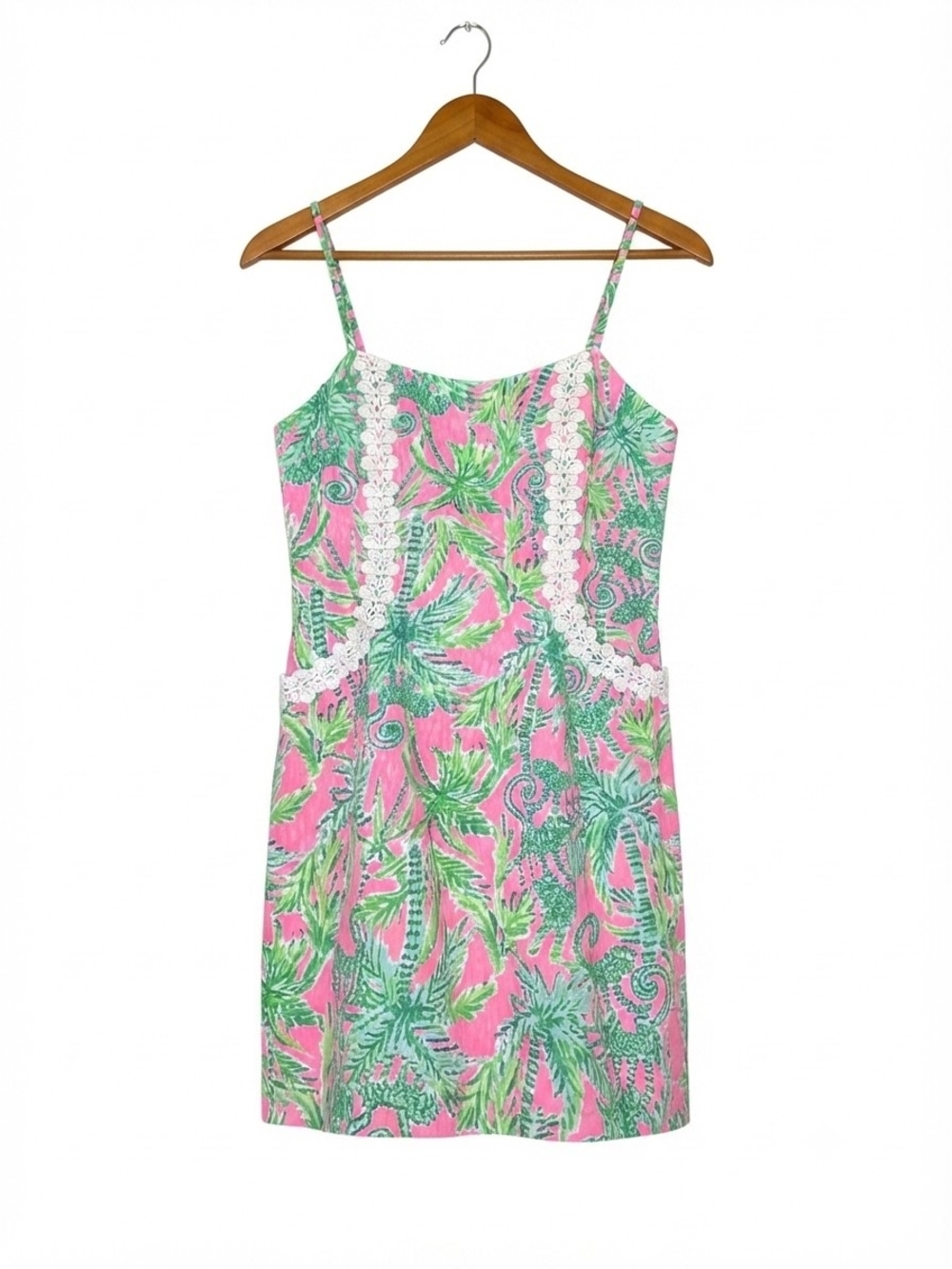 NWT Lilly Pulitzer Shelli Stretch Floral Palm Embroidered Shift Mini Dress 6